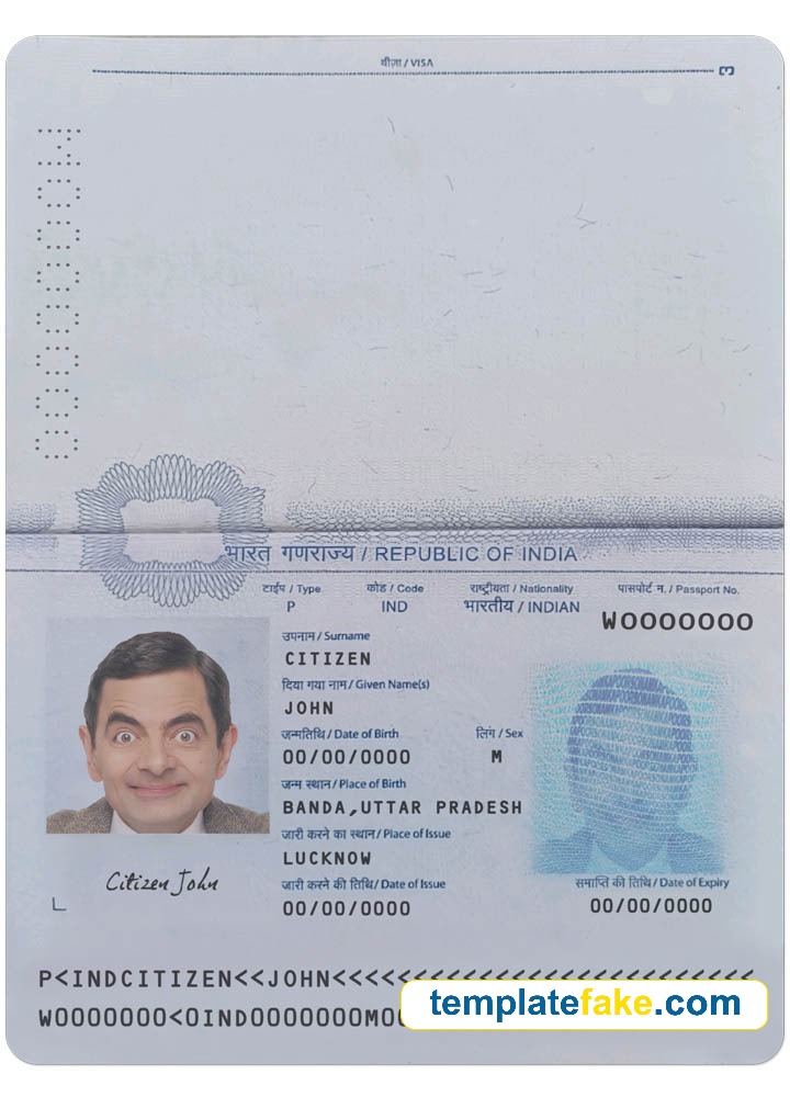 Indian Passport Template PSD
