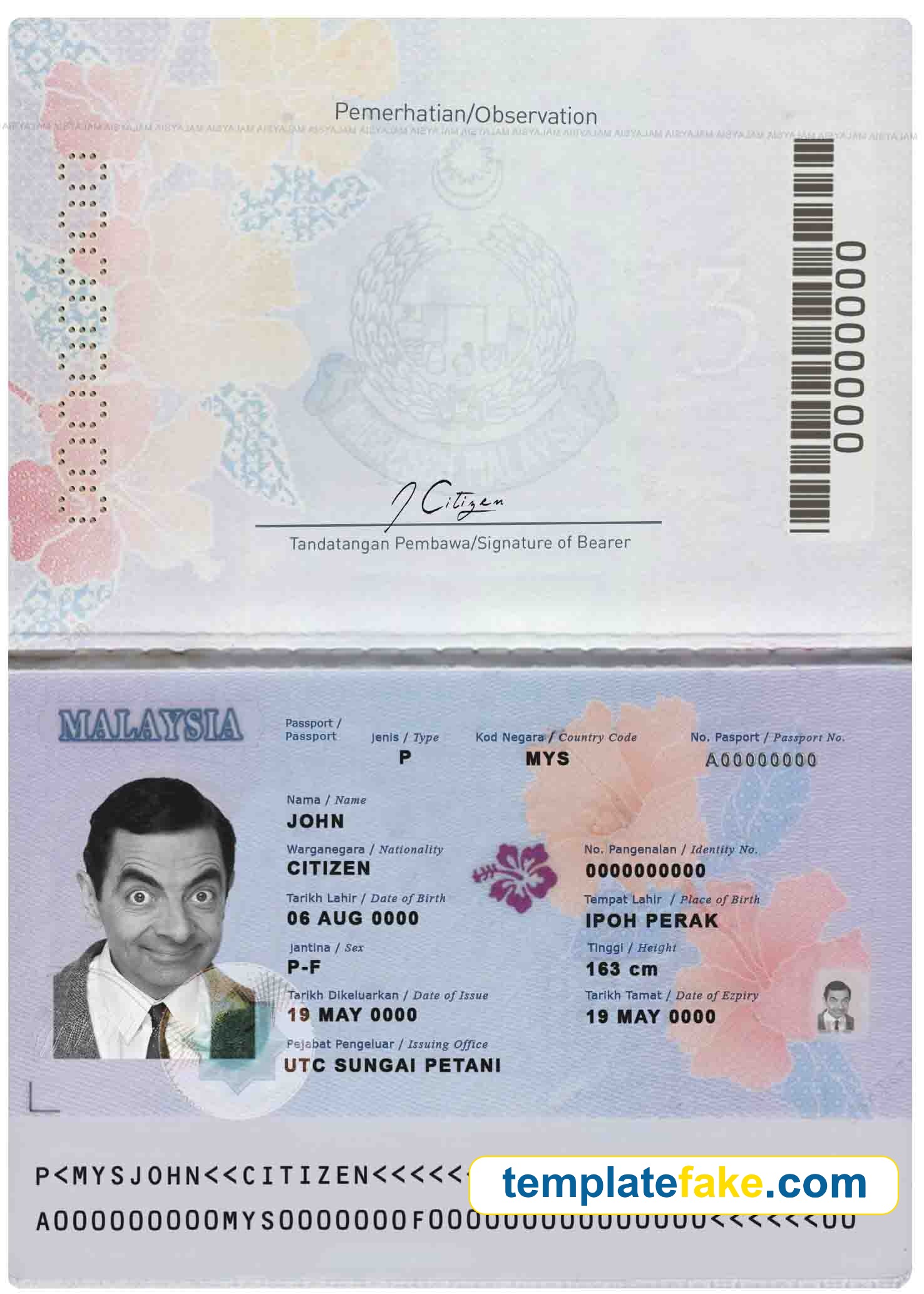 Malaysia Passport Template PSD