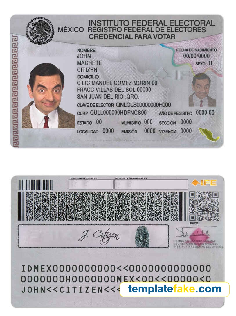 Mexico ID Card Template PSD Fake Download Free
