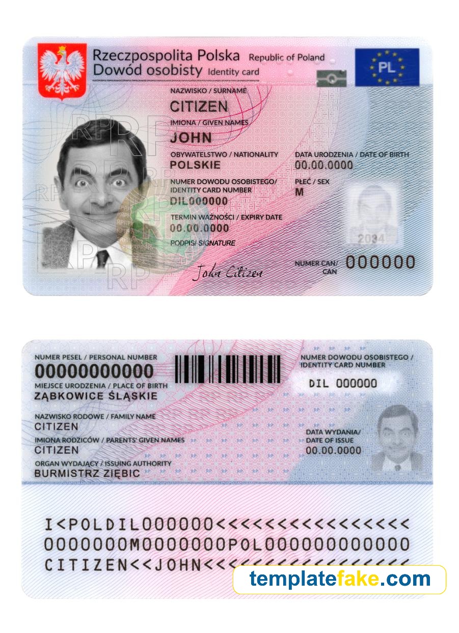 Poland ID Card Template Front