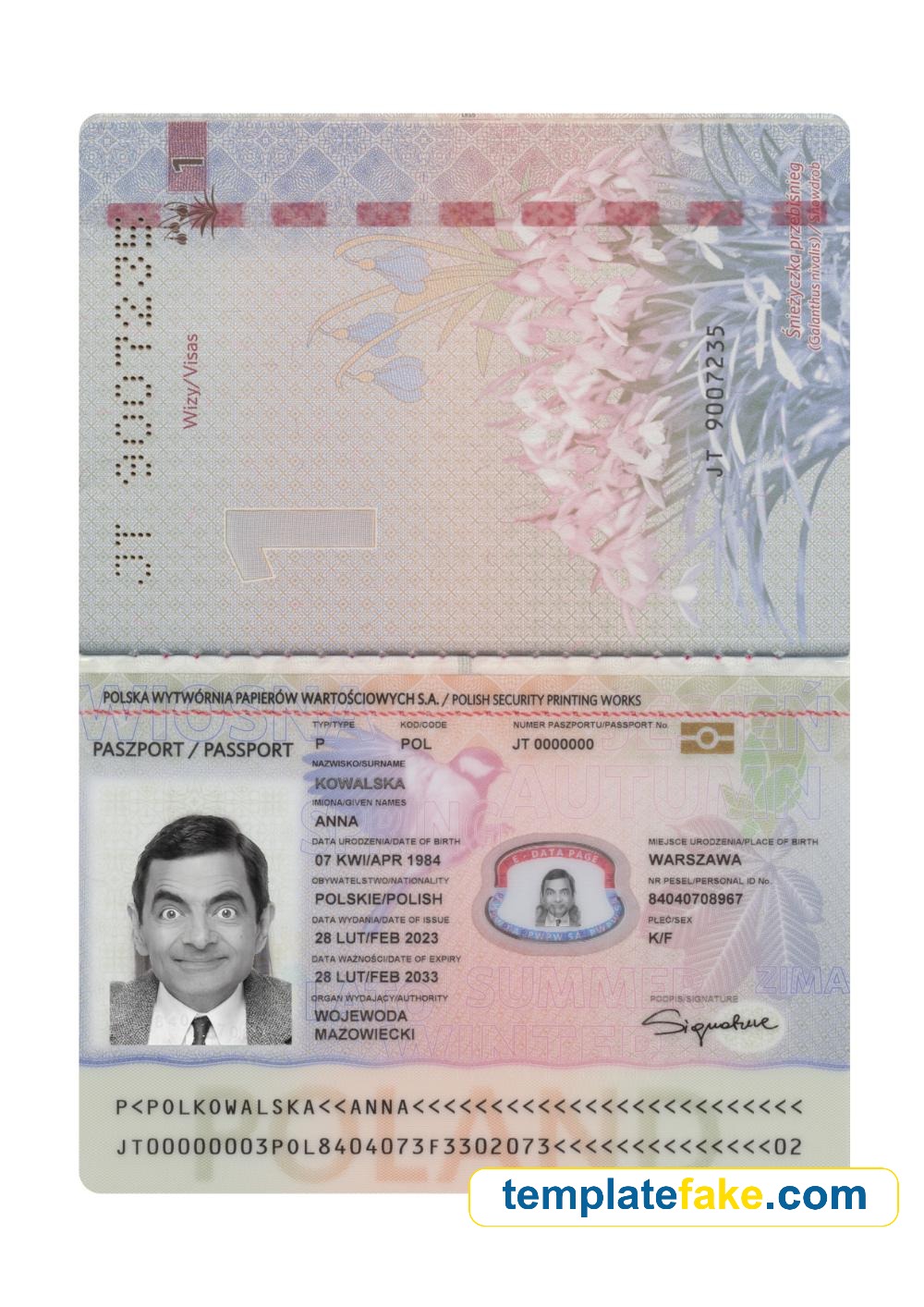 Poland Passport Template PSD