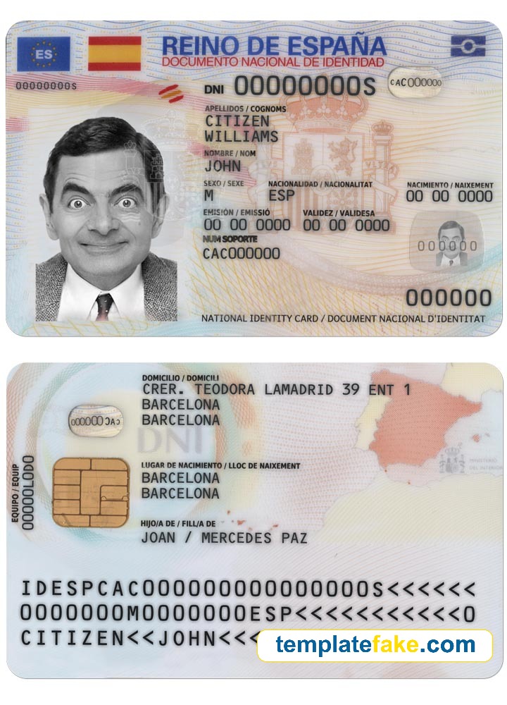 Spanish ID Card Mockup Template PSD