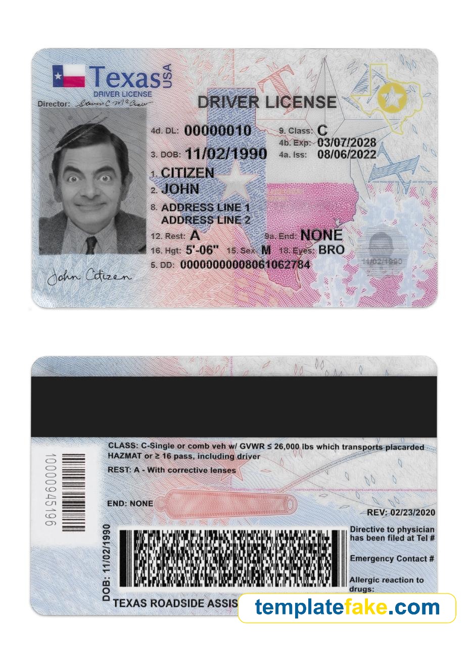 Texas Drivers License Template v1