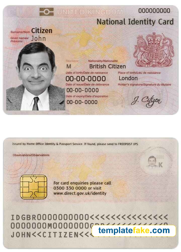 UK ID Card Template PSD [Fake United Kingdom DL]
