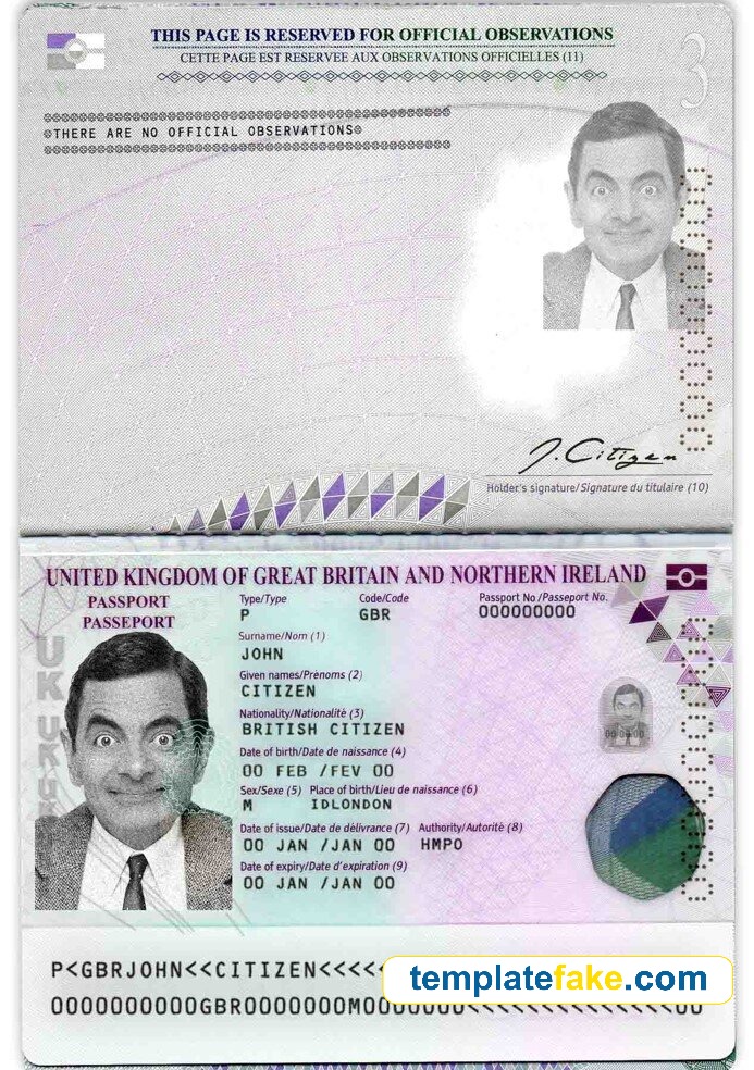 UK Passport Template PSD [Fake United Kingdom ID]