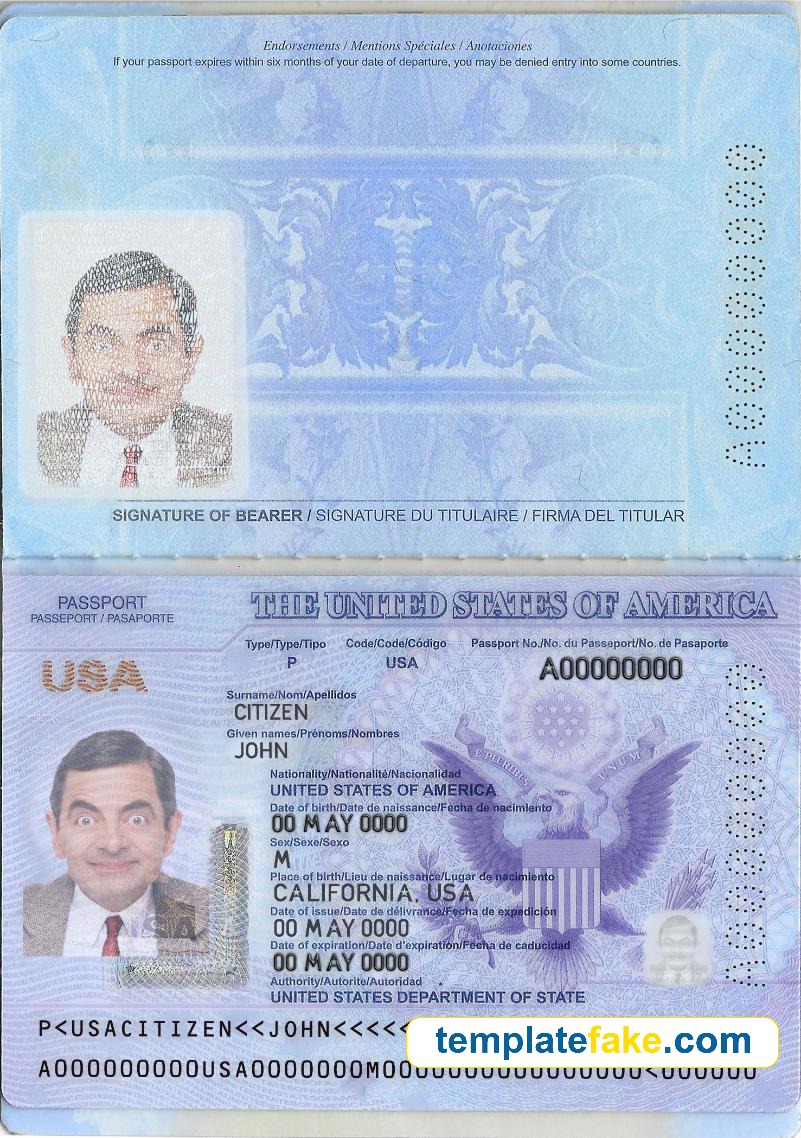 US Passport Template PSD USA v1