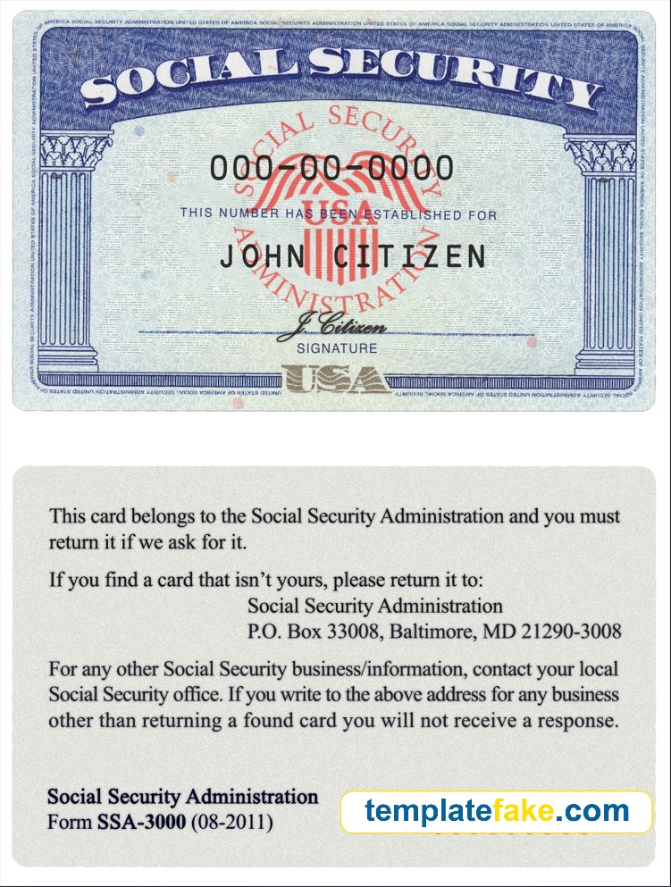 Social Security Card Template 02